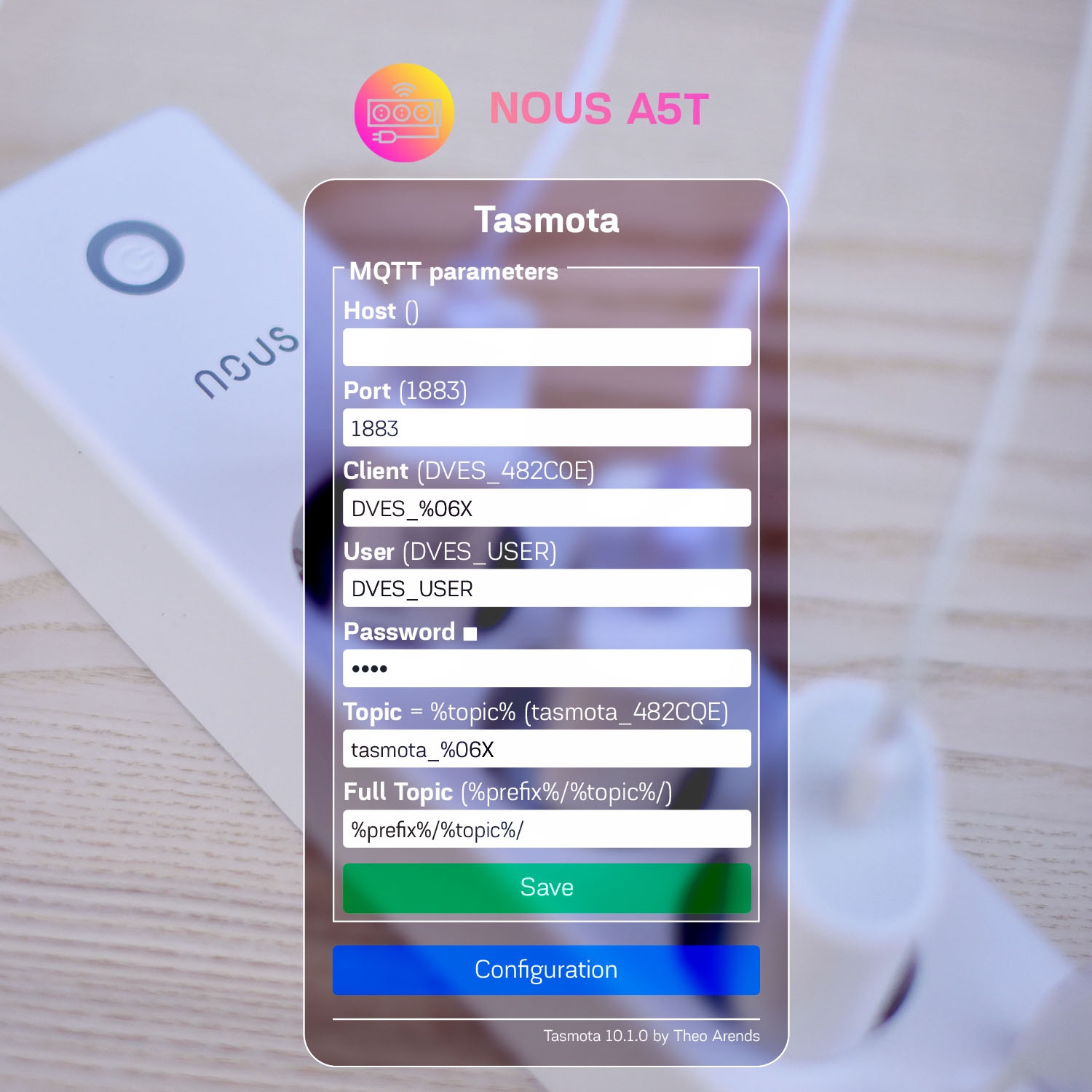 NOUS A5T WiFi-stikdåse med Tasmota – 3 udtag, 3 USB og energimåling